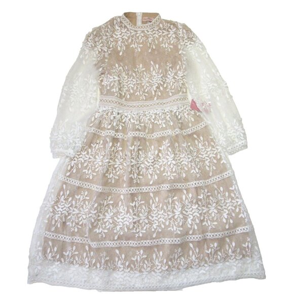 NWT Ivy City Co Sicily in White Champagne Lining Floral Midi Dress 5X - Picture 2 of 8